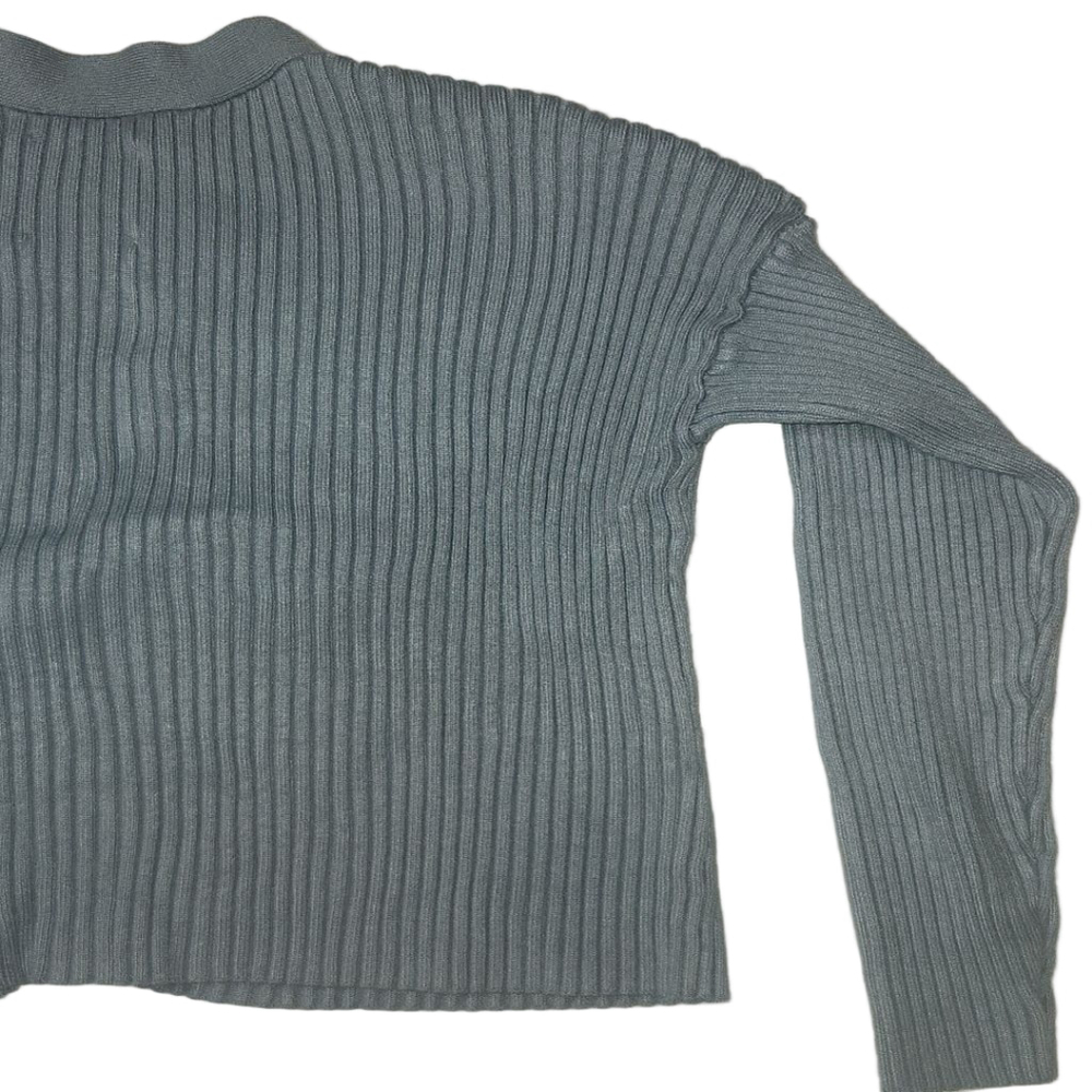 Women's Abercrombie & Fitch M Light Pastel Blue Ribbed Cropped Cardigan NWOT - Picture 7 of 8